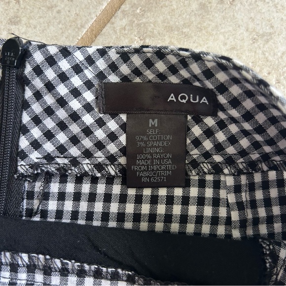 AQUA Gingham Illusion Skort Skirt Shorts Black White Checkered Preppy | Medium - Picture 2 of 8